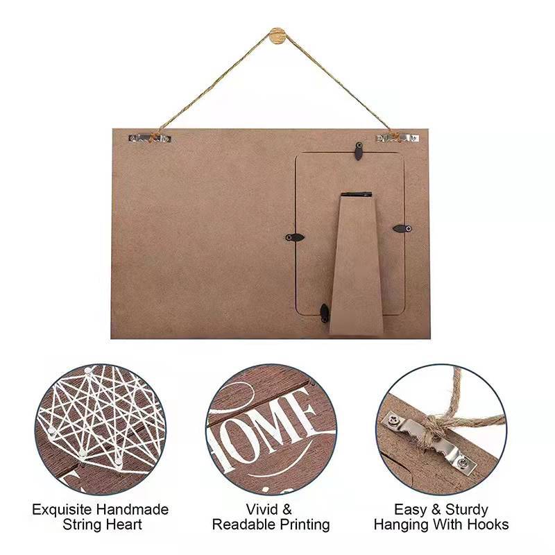 Wholesale Mother's Day Wooden Heart-shaped Wrapped Thread Photo Frame Ornaments